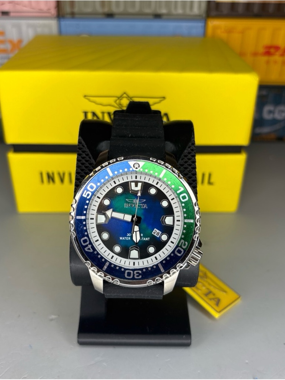 Invicta Pro Diver 48mm Blue & Green Gradient Dial Dive Watch with Black Strap